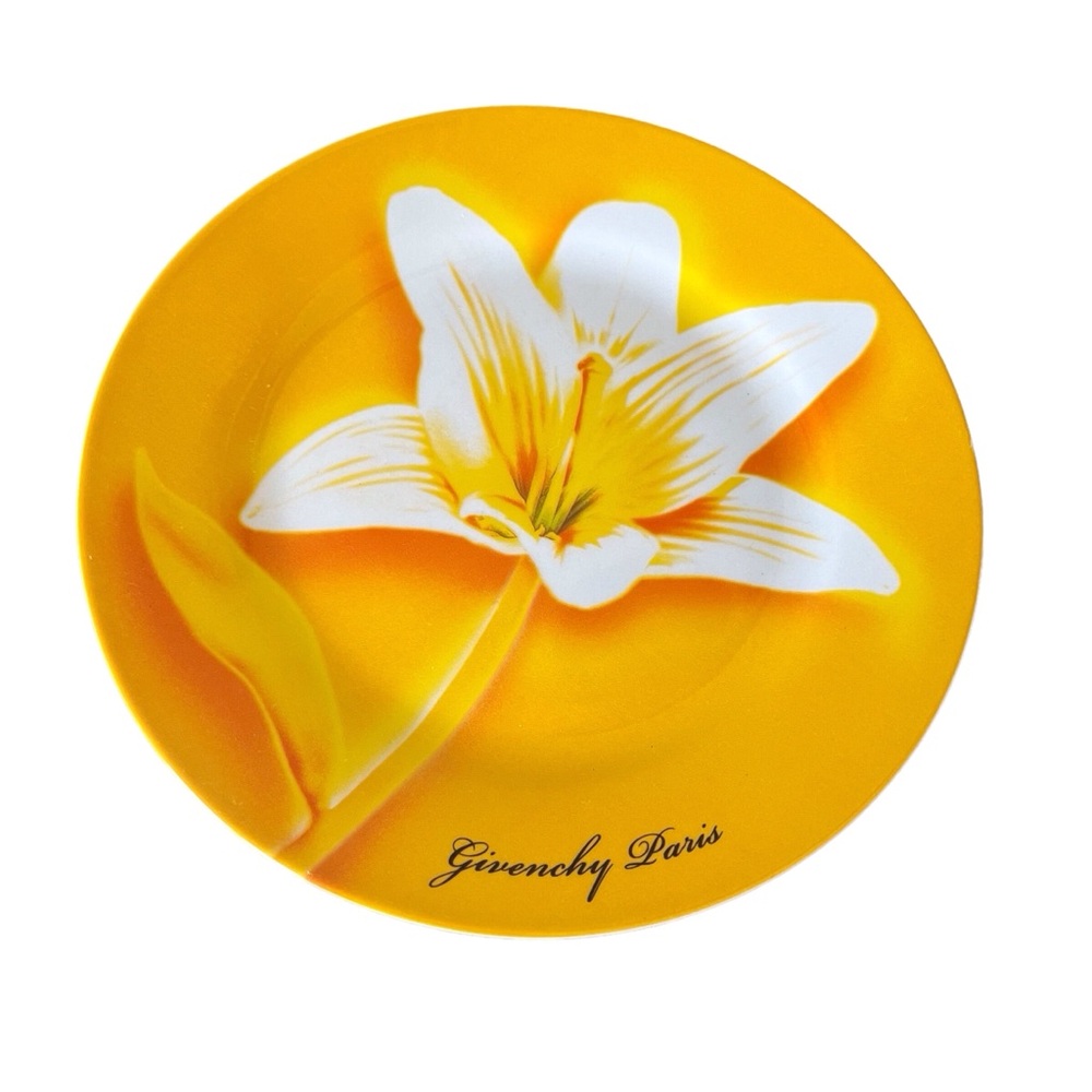 Givenchy Paris Yellow Floral Plate Collectible Decorative Designer Lily Flower